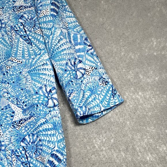 Lilly Pulitzer Pilar Linen Beach Shirt Dress Womens Small Amalfi Blue Seashore - Picture 4 of 15